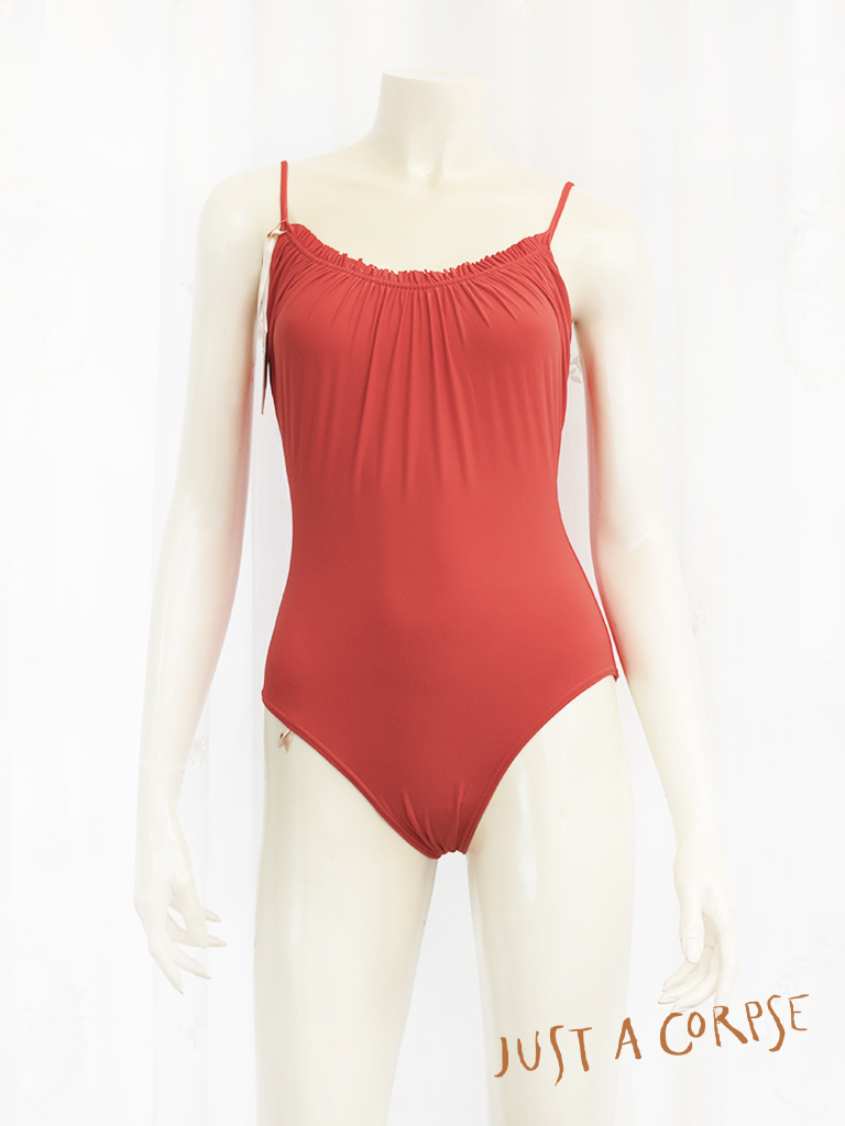 JAC_MAIDEN camisole leotard with gathered bust line - Crimson