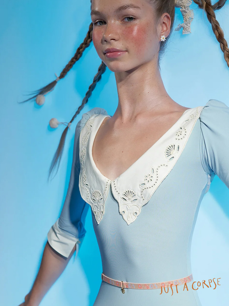 JAC_RICHELIEU collar leotard with cuff sleeves - Sky Blue