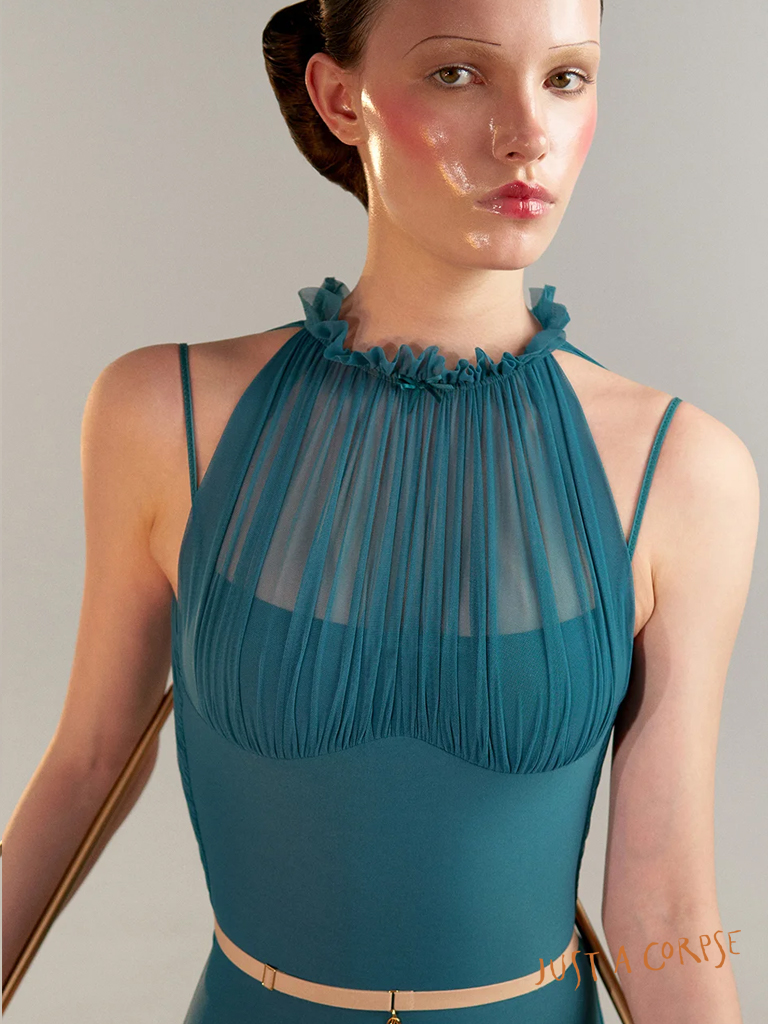 JAC_RUCHED DOLL mockneck leotard-Petrol
